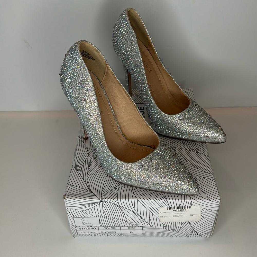Chase And Chloe Glitter Rhinestone Heels
